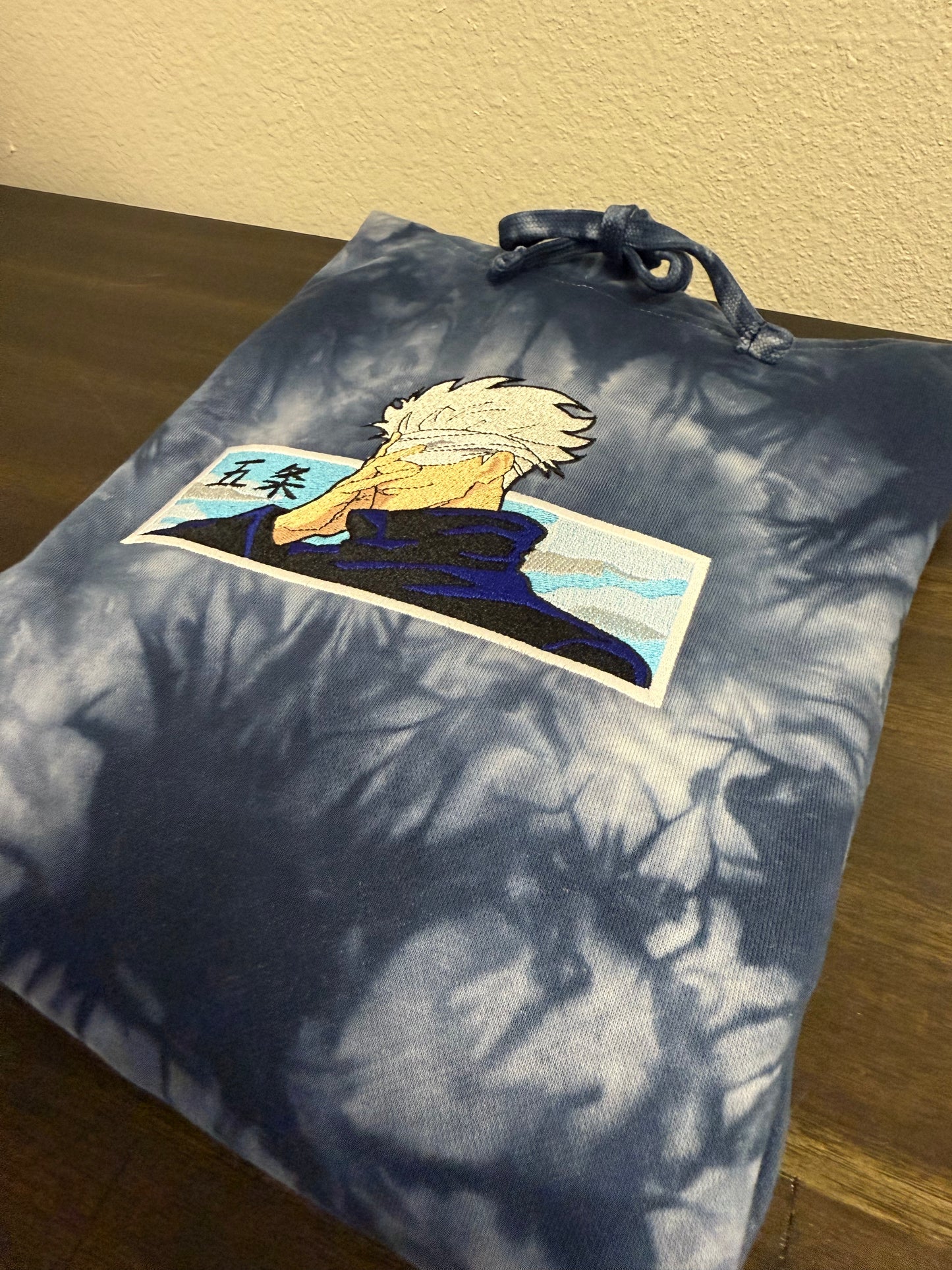 Satoru Gojo Blue Tie-Dye Hoodie – Unisex Anime Streetwear Pullover