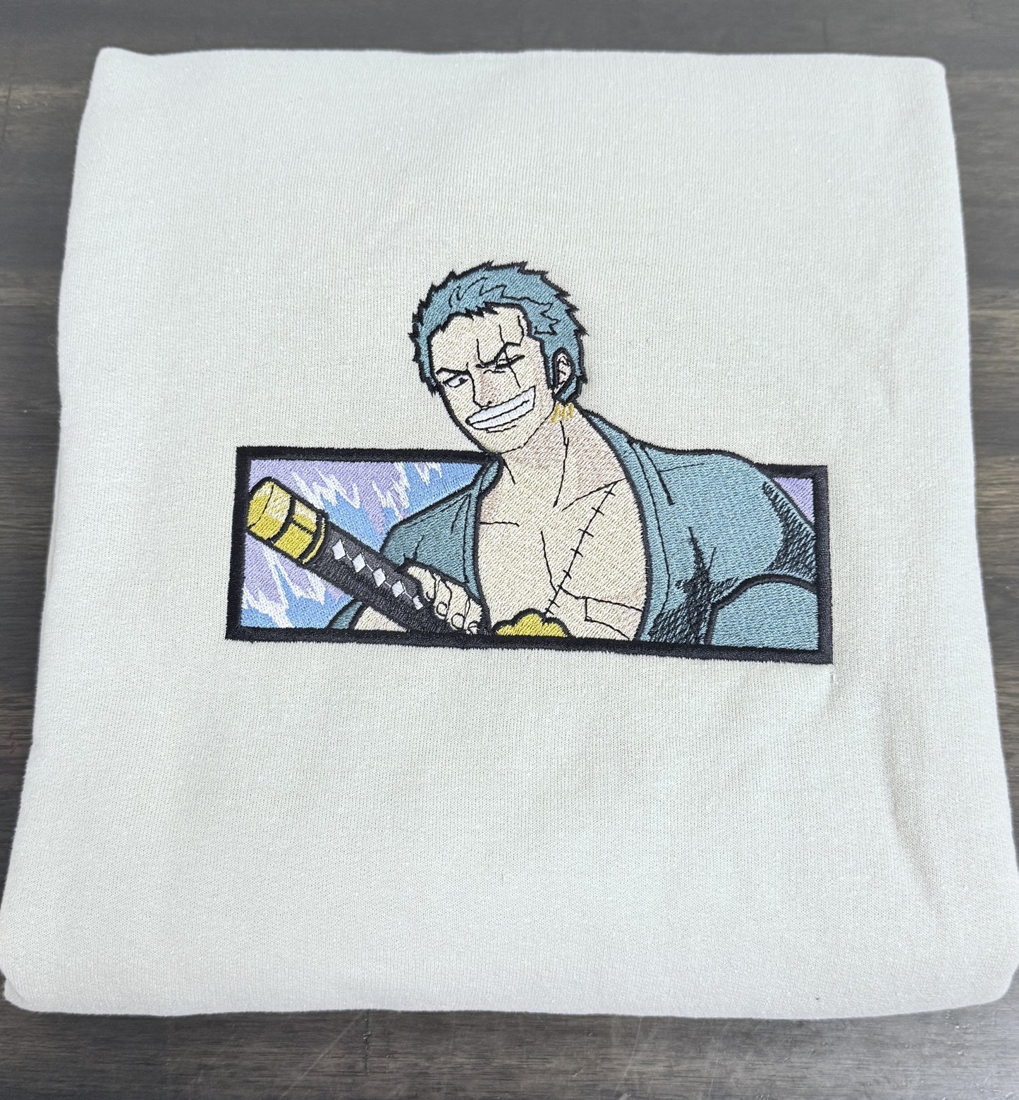 Cream Roronoa Zoro Sweatshirt – One Piece Unisex Anime Crewneck