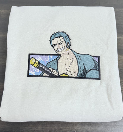 Cream Roronoa Zoro Sweatshirt – One Piece Unisex Anime Crewneck