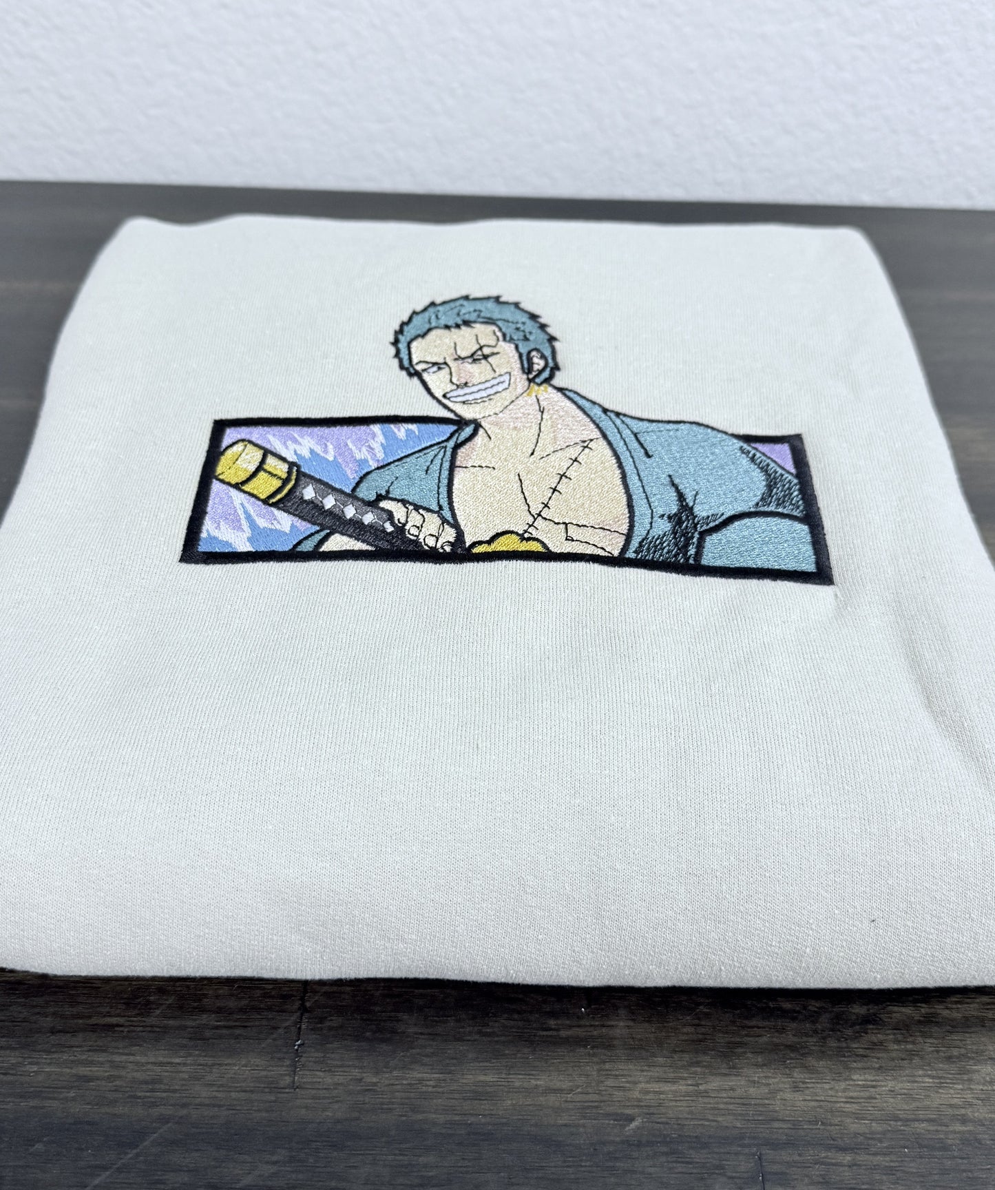 Cream Roronoa Zoro Sweatshirt – One Piece Unisex Anime Crewneck