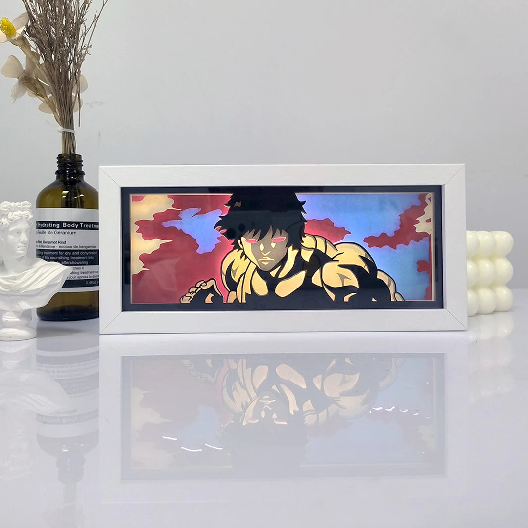 Zoro Paper Cut Shadow Box Light – One Piece 3D LED Night Lamp with Remote Control