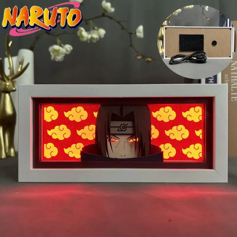 Naruto Akatsuki 3D Night Light – Laser Carved Anime Photo Frame Lamp for Room Décor