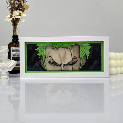 Zoro Paper Cut Shadow Box Light – One Piece 3D LED Night Lamp with Remote Control