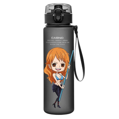 One Piece Transparent Water Bottle – 560ML Anime Summer Cup for Kids & Teens