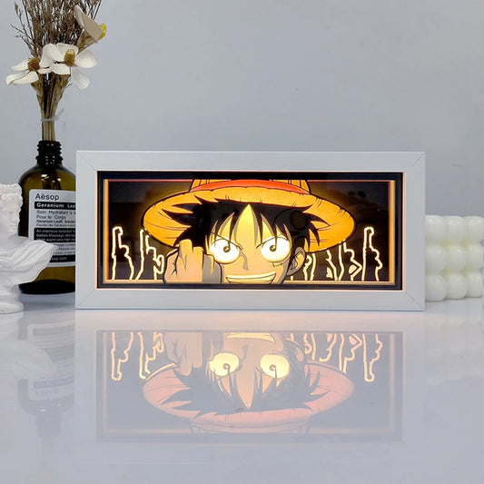 Zoro Paper Cut Shadow Box Light – One Piece 3D LED Night Lamp with Remote Control
