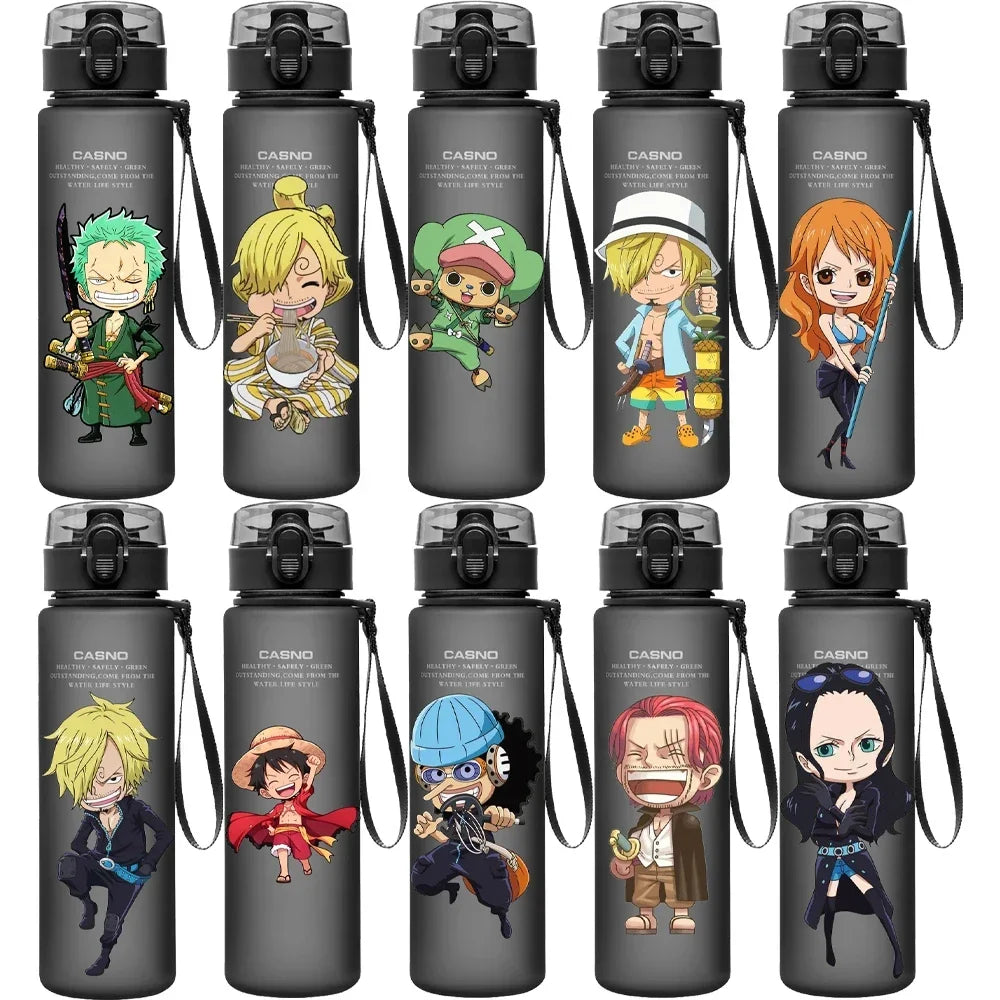 One Piece Transparent Water Bottle – 560ML Anime Summer Cup for Kids & Teens
