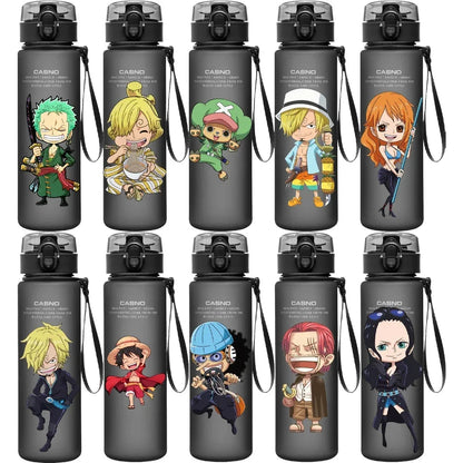 One Piece Transparent Water Bottle – 560ML Anime Summer Cup for Kids & Teens