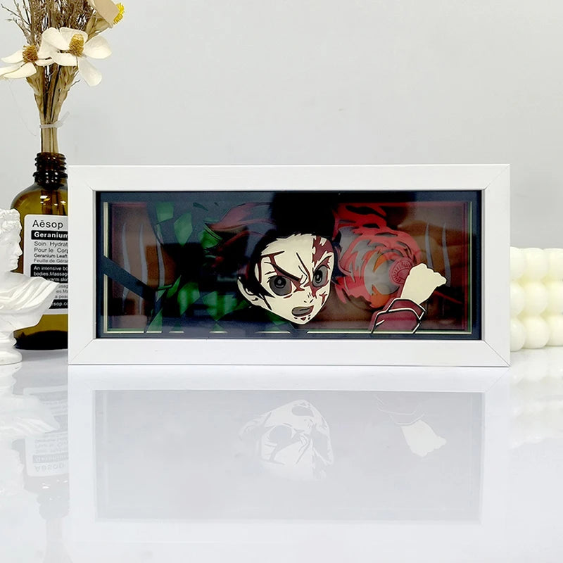 Zoro Paper Cut Shadow Box Light – One Piece 3D LED Night Lamp with Remote Control